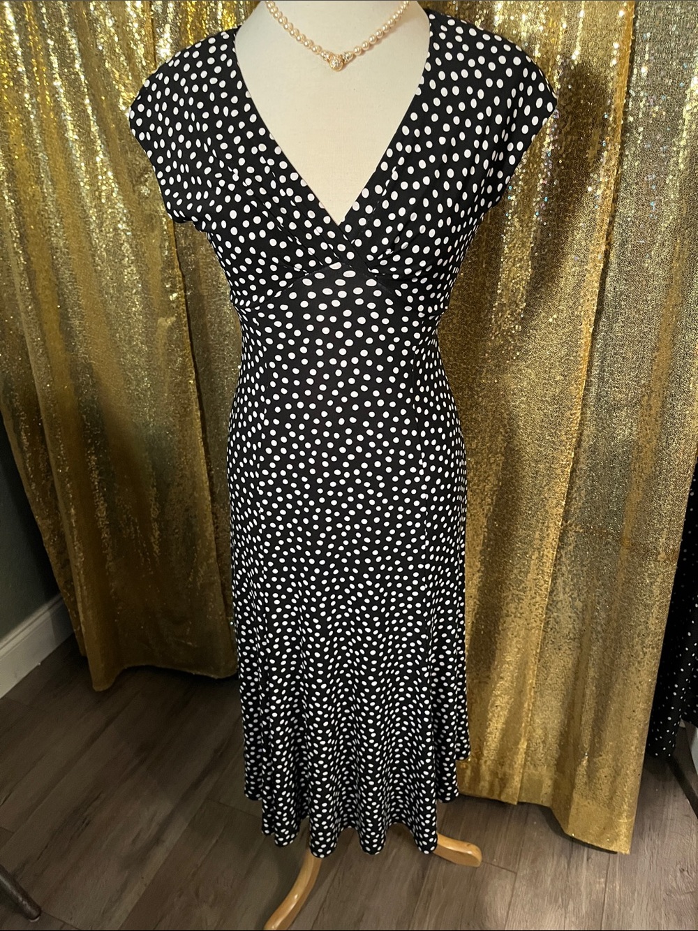 Jones Wear Black and White Polka Dot Maxi Dress